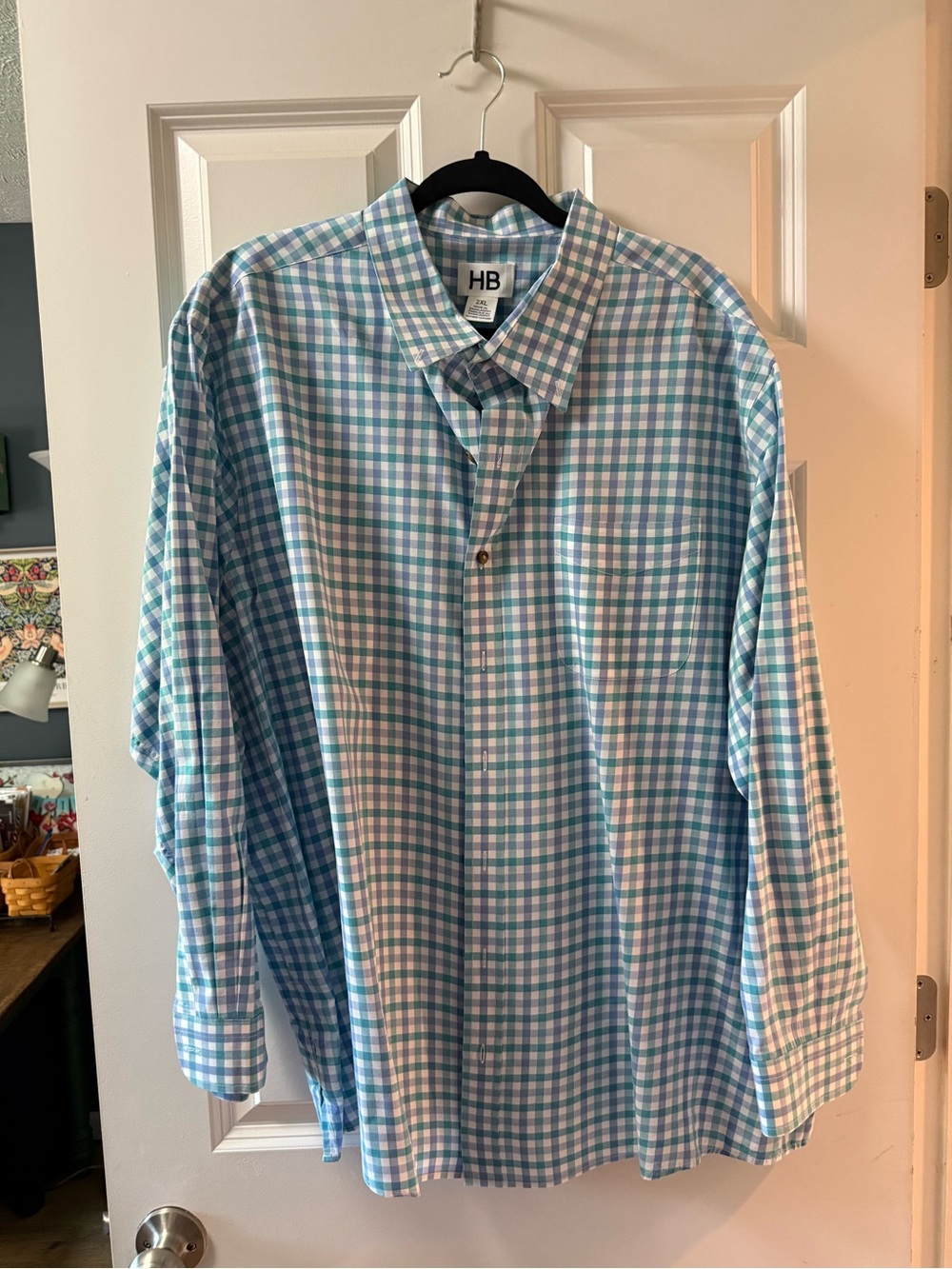 Harbor Bay Teal & White Gingham Button-Down Shirt
